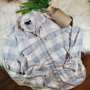 Gap Boyfriend Fit Gray Flannel Shirt | sz small